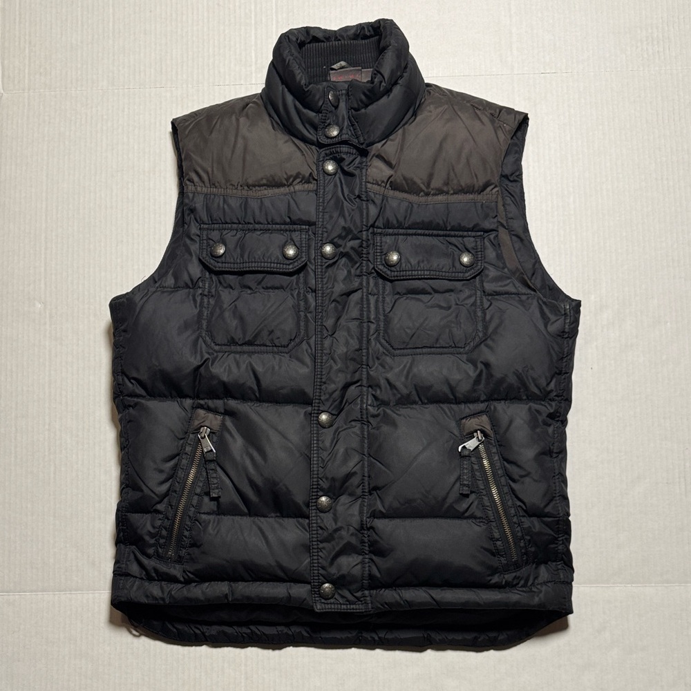 ESPIRIT - VINTAGE Y2K Dark Brown Black Quilted Vest Down Filled Oversized Size S